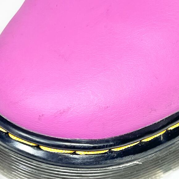 Dr. Martens Zavala Lace Up Combat Pink Leather Boots Women 8 LA004 Used - Picture 9 of 11